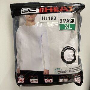 NEW Men XL Top Long Sleeve 32 Degrees Heat Crew Neck 2 Pack Thermal White Gray